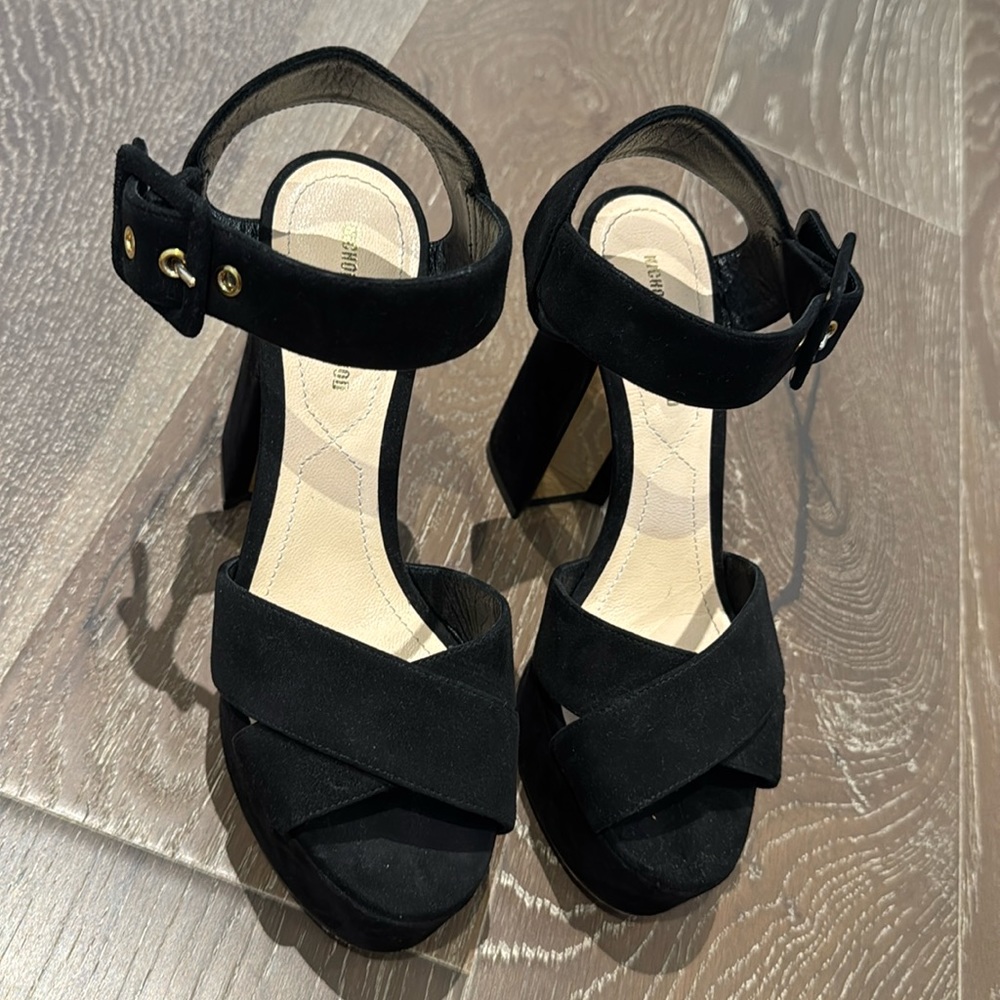 Nicholas Kirkwood black suede plaftform heel